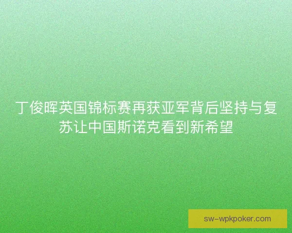 丁俊晖英国锦标赛再获亚军背后坚持与复苏让中国斯诺克看到新希望