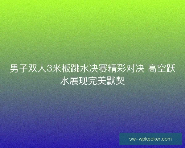 男子双人3米板跳水决赛精彩对决 高空跃水展现完美默契